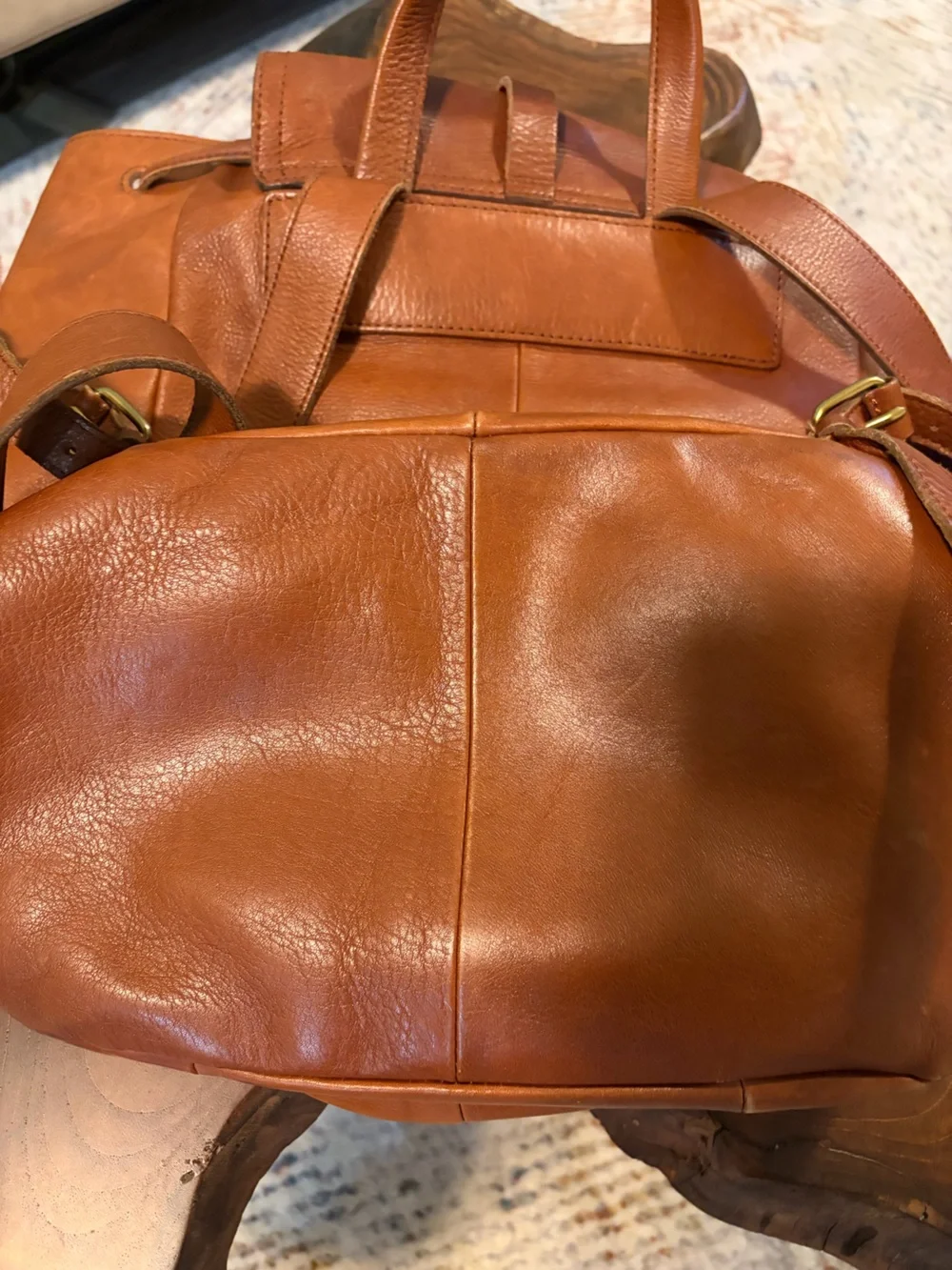 Madewell Leather Drawstring Backpack - Tan Leather Shoulder Bag